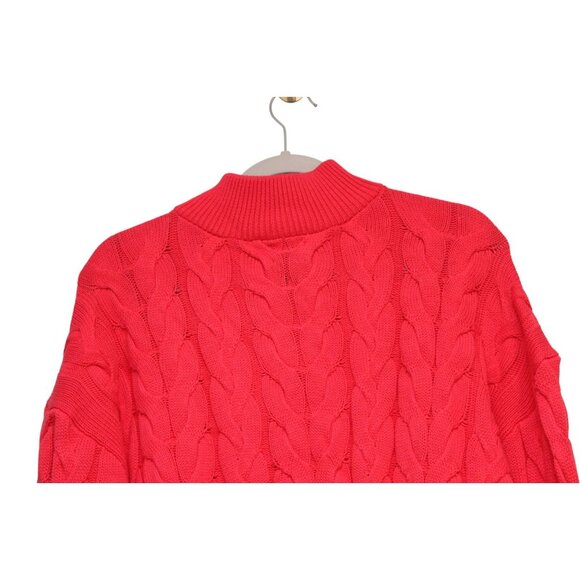 Lands End Drifter 1/4 Zip Sweater 2X Red Cable Knit Classic Preppy 100% Cotton - Picture 10 of 14